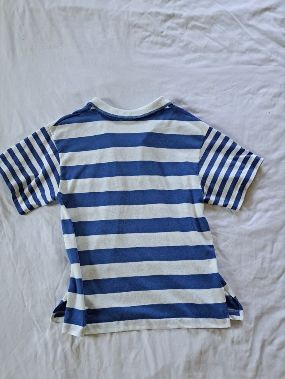 Vintage Sears 1970s Blue & White Striped Preppy Collared Polo Shirt Size M - Picture 10 of 10